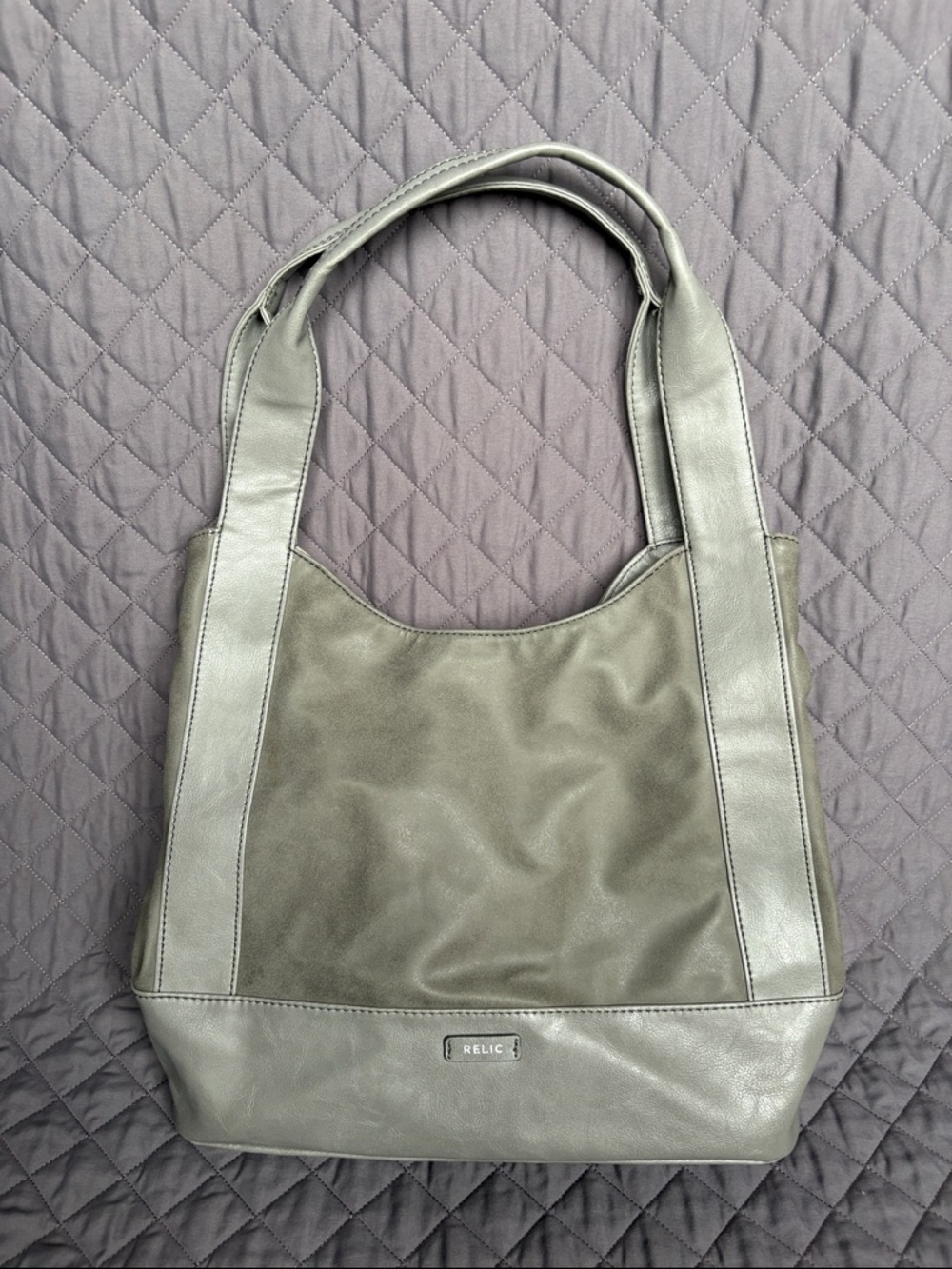 Relic by Fossil Gray Tote Shoulder Bag Purse with Dual Texture LIKE NEW